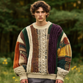 Vintage Classic Color Block Chunky Cable Cozy Sweater artswardrobe