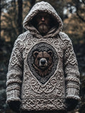 Men's Viking Bear Inspired Celtic Chunky Hooded Sweater artswardrobe