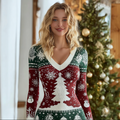 Christmas Women's Stretchy Knit Sweater Dress artswardrobe