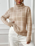 Marie® | Checked turtleneck sweater with long sleeves