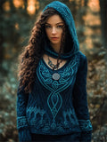 Peacock Inspired Celtic Jacquard V Neck Sweater elevenforest