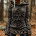 Women's Viking Celtic Knot Tree Of Life Knitted Warm Hooded Sweater artswardrobe