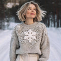 Christmas Pearl & Snowflake Art Women's Crew Neck Sweater artswardrobe