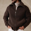 Men'S Vintage Knit Jacquard Zipper Sweater artswardrobe