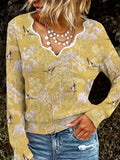 Japanese Garden Print Lace Collar Sweater artswardrobe