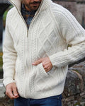 Mens Vintage Fair Isle Jacquard Weave Knitted Pocket Cozy Sweater artswardrobe