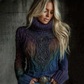 Women's Viking Celtic Knot Art Gradien Turtleneck Cozy Knit Sweater artswardrobe