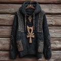Halloween Egyptian Ankh Cat-shaped Women's Hooded Sweater elevenforest