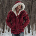 Men's Vintage Men's Christmas Santa Celtic Art Knit Hooded Sweater artswardrobe