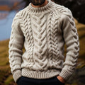 Vintage Thick Needle Cable Iceland Crew Neck Sweater artswardrobe