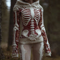 Halloween Skeleton Knitted Glitter Hooded Sweater artswardrobe