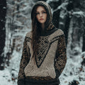 Women's Viking Totem Celtic Knot Vintage Pocket Hooded Sweater artswardrobe