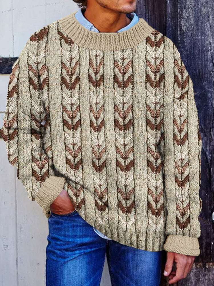 Men's Vintage Cable Jacquard Cozy Knit Sweater artswardrobe