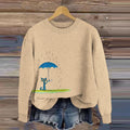 Cats In The Rain Art Print Knit Sweater elevenforest