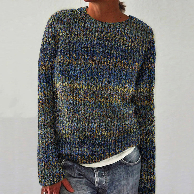 Women's Vintage Colorful Chunky Knit Crochet Art Cozy Sweater artswardrobe