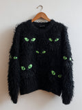 Hidden Black Cats Inspired Fuzzy Cozy Knit Sweater artswardrobe