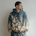 Men's Japanese Almond Blossom Gradient Warm Hooded Sweater artswardrobe