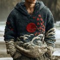 Vintage Japanese Floral Art Men's Knit Hooded Sweater artswardrobe