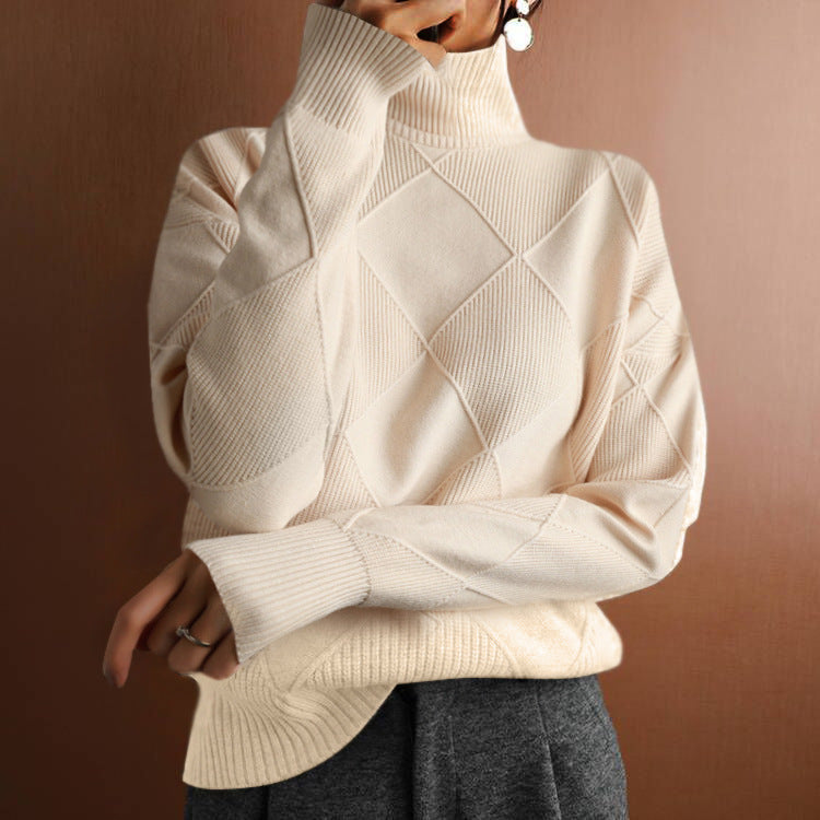 Loose Turtleneck Warm Sweater Solid Color Knitted Sweater elevenforest