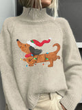 Comstylish Women's Merry Christmas Cute Dog Print Sweater