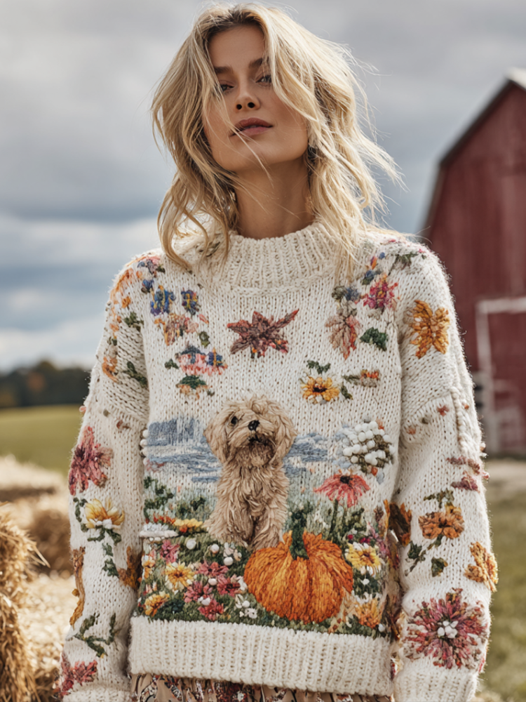 Comstylish Women's Autumn/winter Thanksgiving Round Neck Warmth-giving Knit Sweater