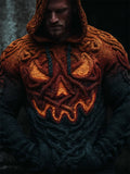 Men's Spooky Pumpkin Viking Celtic Gradient Cozy Chunky Hooded Sweater artswardrobe
