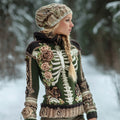 Comstylish Retro Frame & Floral Art Women's Hooded Sweater