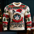 Comstylish Men's Christmas Fun Cat Pattern Ugly Sweater