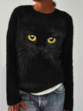 Black Cat Face Inspired Cozy Sweater elevenforest