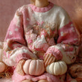 Women's Vintage Halloween Pink Art Knit Sweater artswardrobe