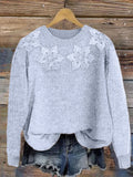 Classy Snowflakes Yoke Crochet Cozy Knit Sweater artswardrobe
