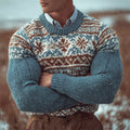 Men's 70s Retro Snowflakes Isle Sweater artswardrobe