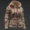 Women's Vintage Halloween Bandage Art Cozy Casual Zipper Up Hooded Sweater artswardrobe