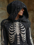 Vintage Gothic Skeleton Beaded Hooded Cozy Knit Sweater artswardrobe