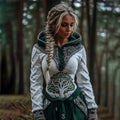 Women's Vintage Tree Of Life Knit Casual Hooded Sweater artswardrobe