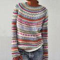 Fairman Island Vintage Pattern Crew Neck Contrast Sweater elevenforest