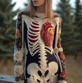 Comstylish Halloween Human Anatomy Design Women's Knit Sweater Dress