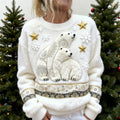 Comstylish Christmas Polar Bear Design Women's Plush Sweater
