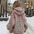 Comstylish Women's Pearl Christmas Tree Art Hooded Sweater
