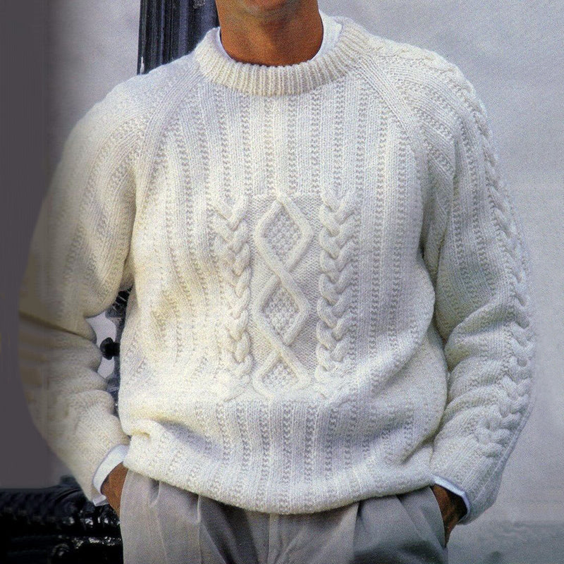 Men'S Retro Aran Knitted Art Cozy Knit Sweater artswardrobe