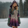 Women's Celtic Knot Ombre Hooded Sweater Dress artswardrobe