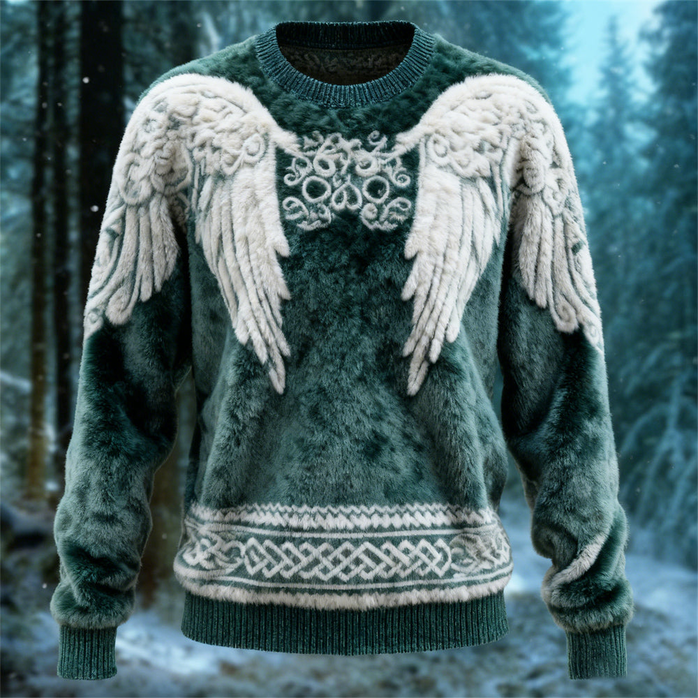 Comstylish Viking Celtic Wing Design Women's Flannel Sweater