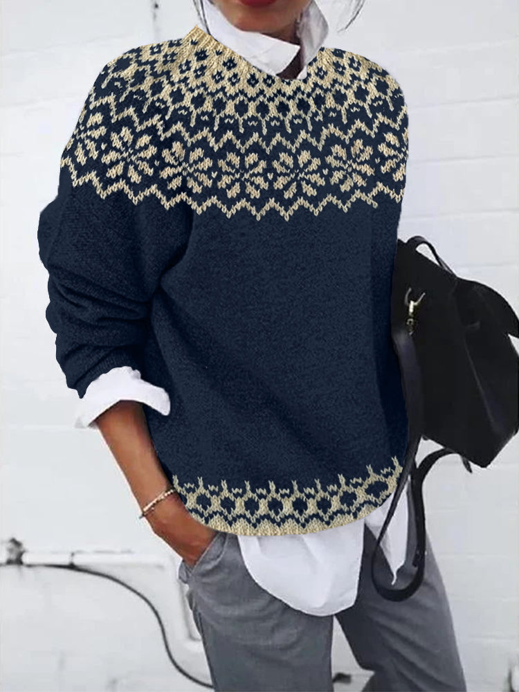 Vintage Jacquard Cozy Knit Icelandic Sweater artswardrobe