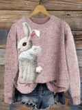 Easter Bunny with Lace Collar Felt Knit Sweater artswardrobe