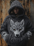 Viking Wolf Inspired Celtic Chunky Cozy Hooded Sweater elevenforest