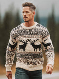 Christmas Reindeer Stripe Design Men's Icelandic Sweater artswardrobe