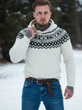 Men's Vintage Viking Inspired Celtic Jacquard Hooded Sweater artswardrobe