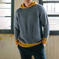 Men'S Vintage Woven Knit Contrast Jacquard Hooded Sweater elevenforest
