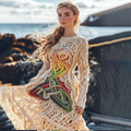 Women's Celtic Rainbow Jacquard Crew Neck Sweater Dress artswardrobe