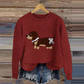 Comstylish Cute Dog Print Knitted Pullover Sweater